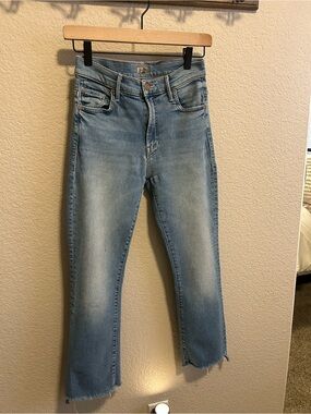 MOTHER Light Blue Cropped Straight Jeans